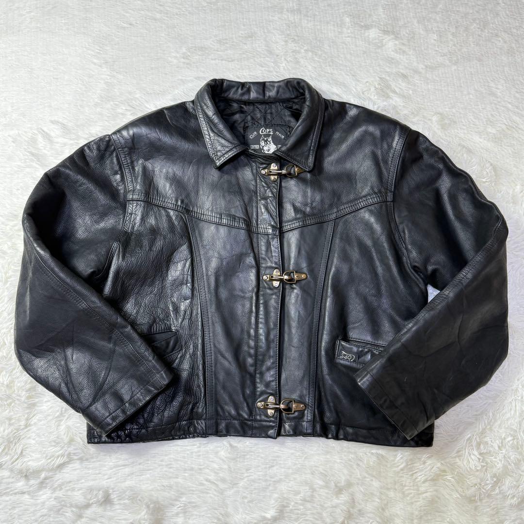 美品 ユーロ】レザー ファイヤーマンジャケット バックル 短丈 80s 90s