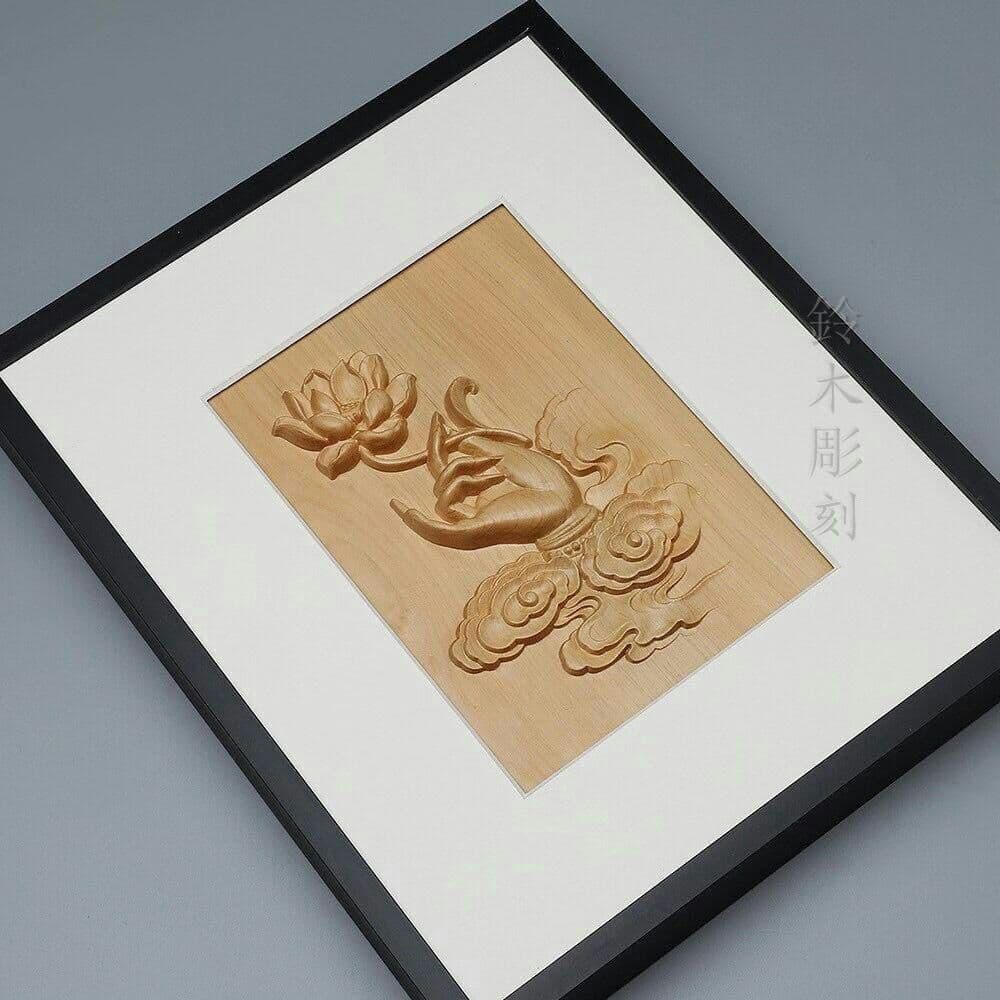 新作  蓮華の手 装飾壁画  彫刻  精密細工   彫刻工芸品