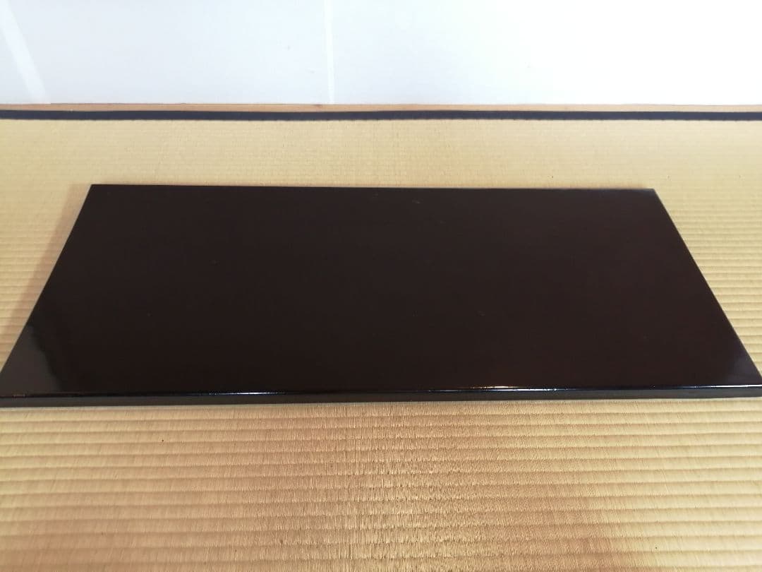 【茶道具】橋口宗榮造　黒掻合わせ塗長板　藪内流　長板82