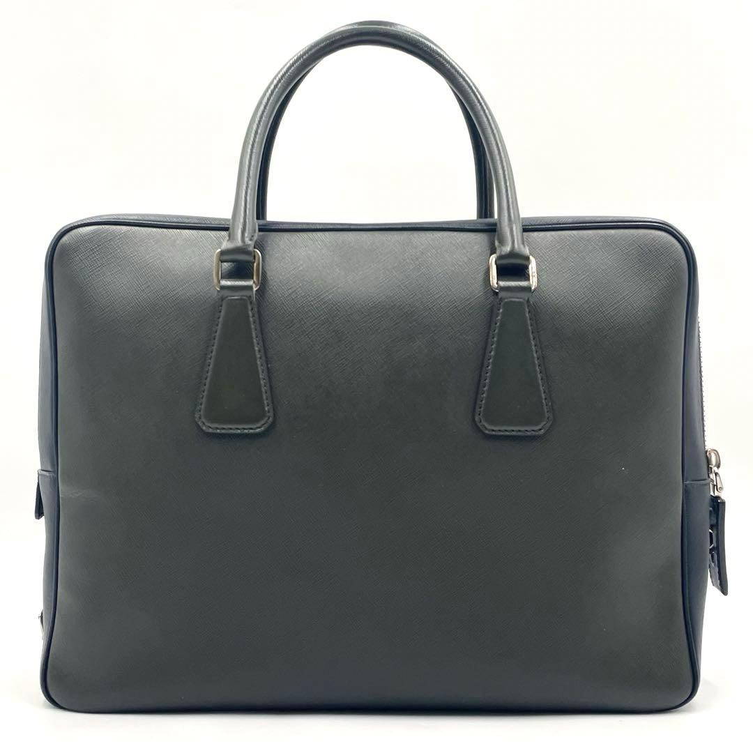 【極美品】 プラダ ビジネスバッグ サフィアーノレザー 三角ロゴ 希少バイカラー