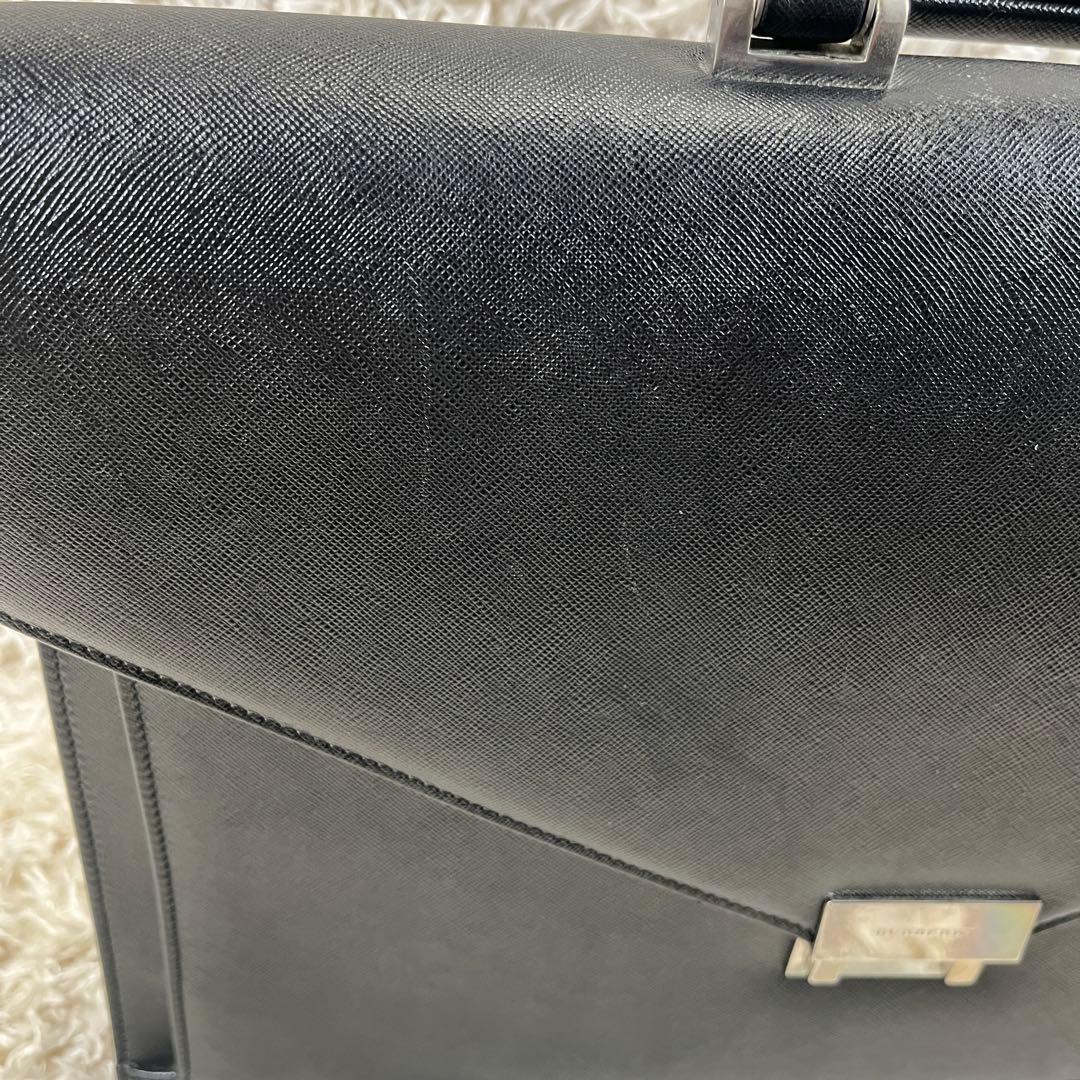 バーバリー ビジネスバッグ ブリーフケース サフィアーノ レザー A4 ブラック