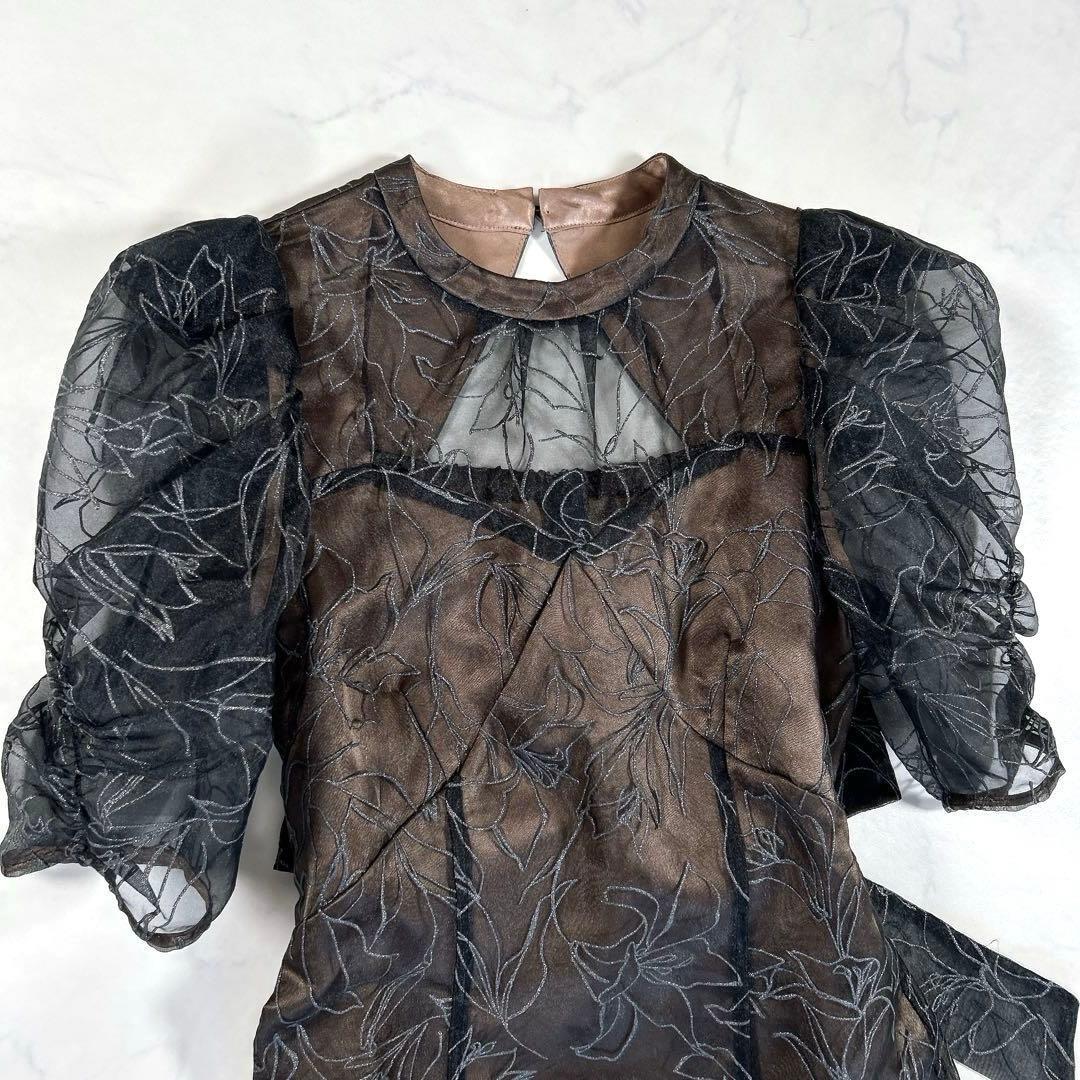 LILY BROWN　エンボスオーガンジーLilyグリッタードレス　ブラック　0