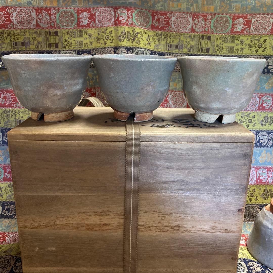 萩焼十一世 坂高麗左衛門 韓峯 湯呑6客 共箱栞