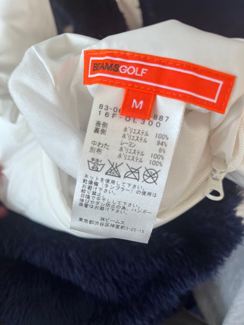 Beams Golf フリースベスト ネイビー　ホワイト Ｍ