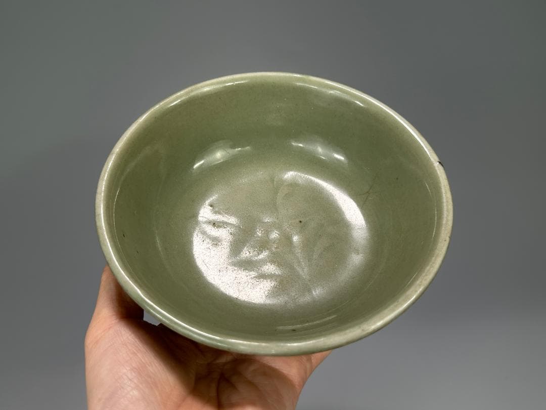 中国美術 元〜明時代 龍泉窯 青磁花卉文鉢 碗 古物保証 唐