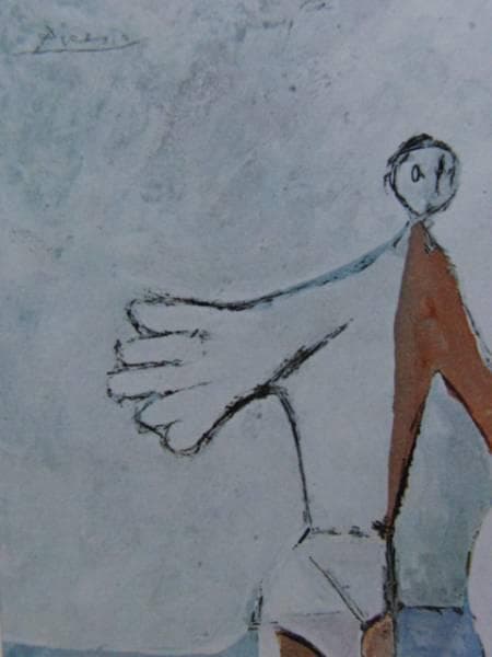 パブロ・ピカソ、海岸の男女、希少画集画、新品額装付