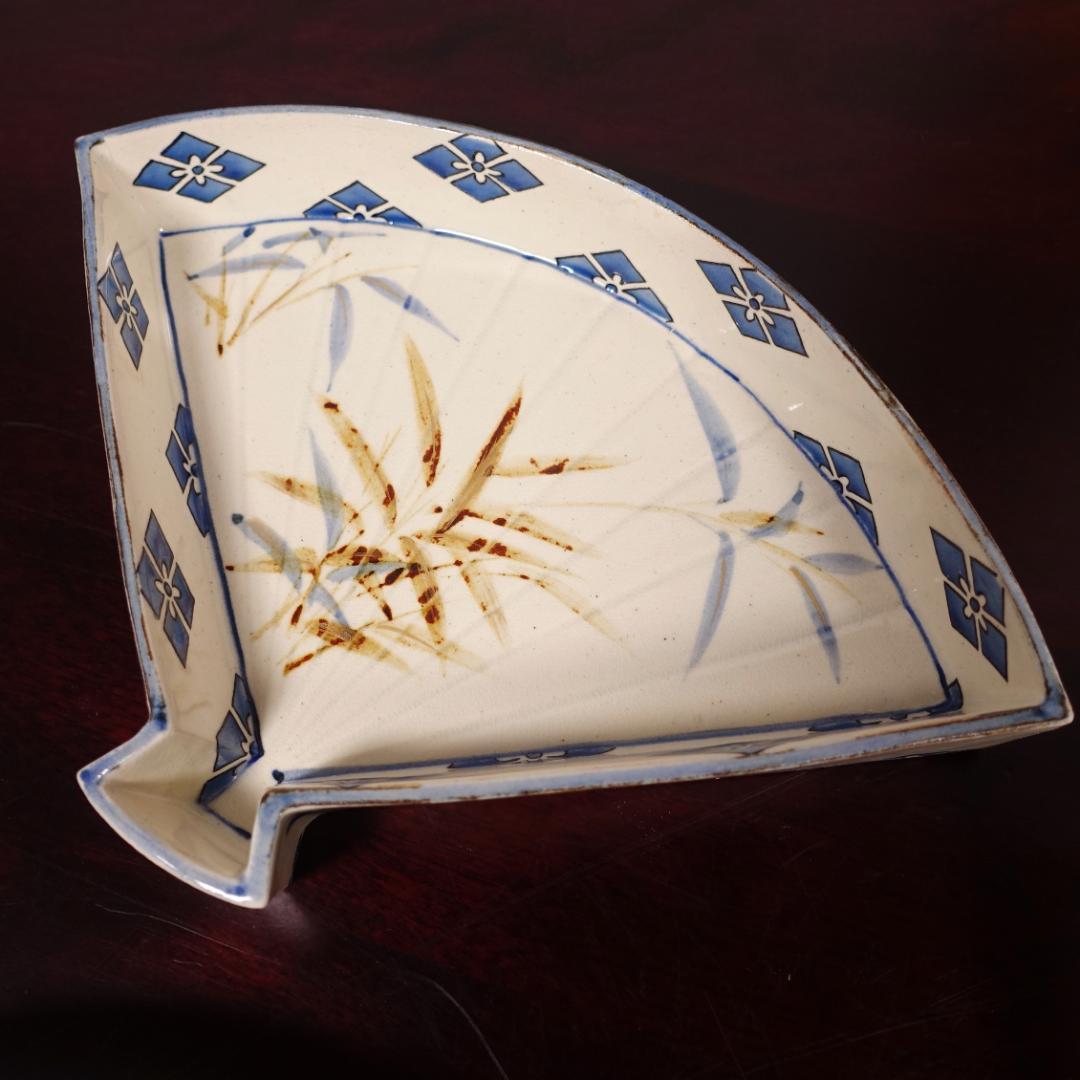 京焼 名工 宮永東山 色絵 図替 扇面 向付 5客