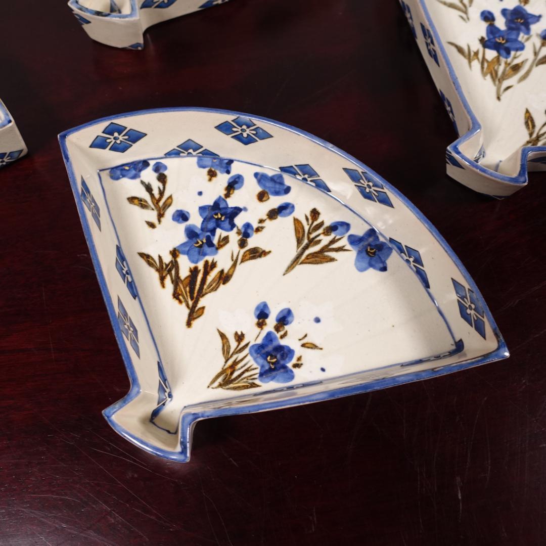 京焼 名工 宮永東山 色絵 図替 扇面 向付 5客