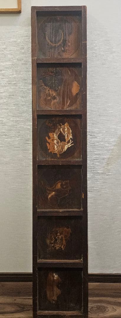 江戸時代 無銘 作者不明 彩色絵馬 干支図 蛇 虎 板絵 奉納