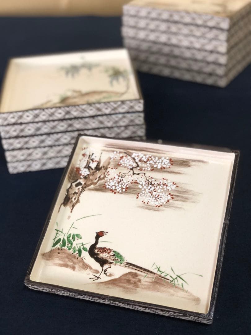 《R》尾形乾山 色絵十二ヶ月歌絵皿12客 MOA美術館 共箱 260116き4