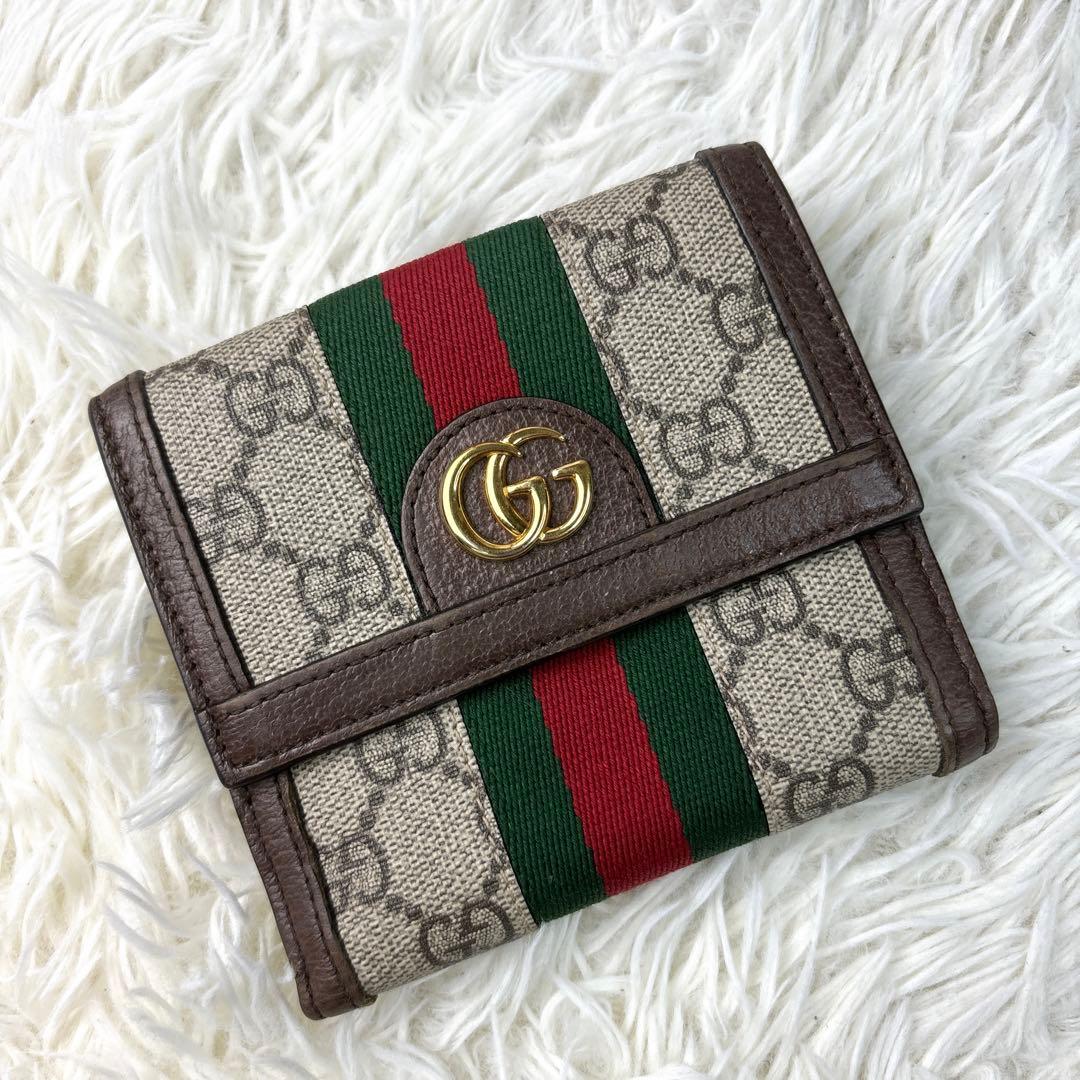 美品 GUCCI グッチ オフィディア 財布 GGマーモント シェリーライン