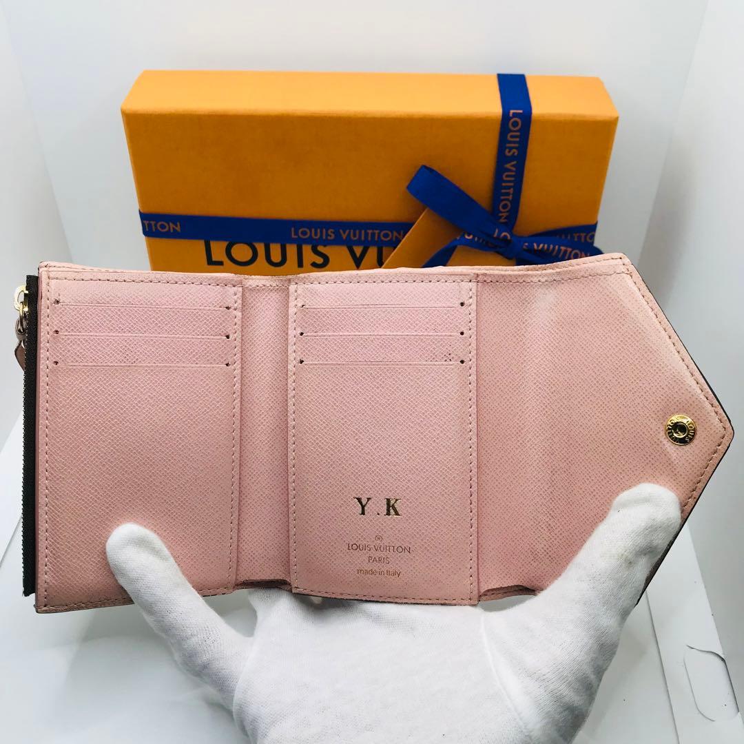 ルイヴィトン✨ポルトフォイユ ヴィクトリーヌ ローズバレリーヌ 三つ折り財布 茶