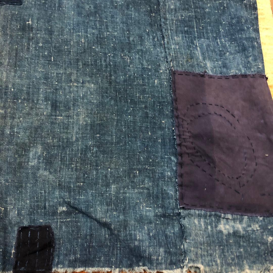 古布藍染木綿　襤褸　布団側