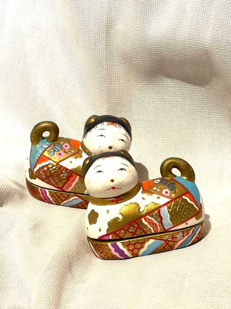 犬筥 一対 希少品 有職京都御所 安産祈願 蓋もの 雛人形 香合 古美術