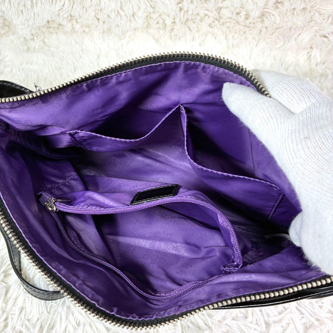 【極美品】アナスイ エリス 型押し エナメルレザー ショルダーバッグ 2way