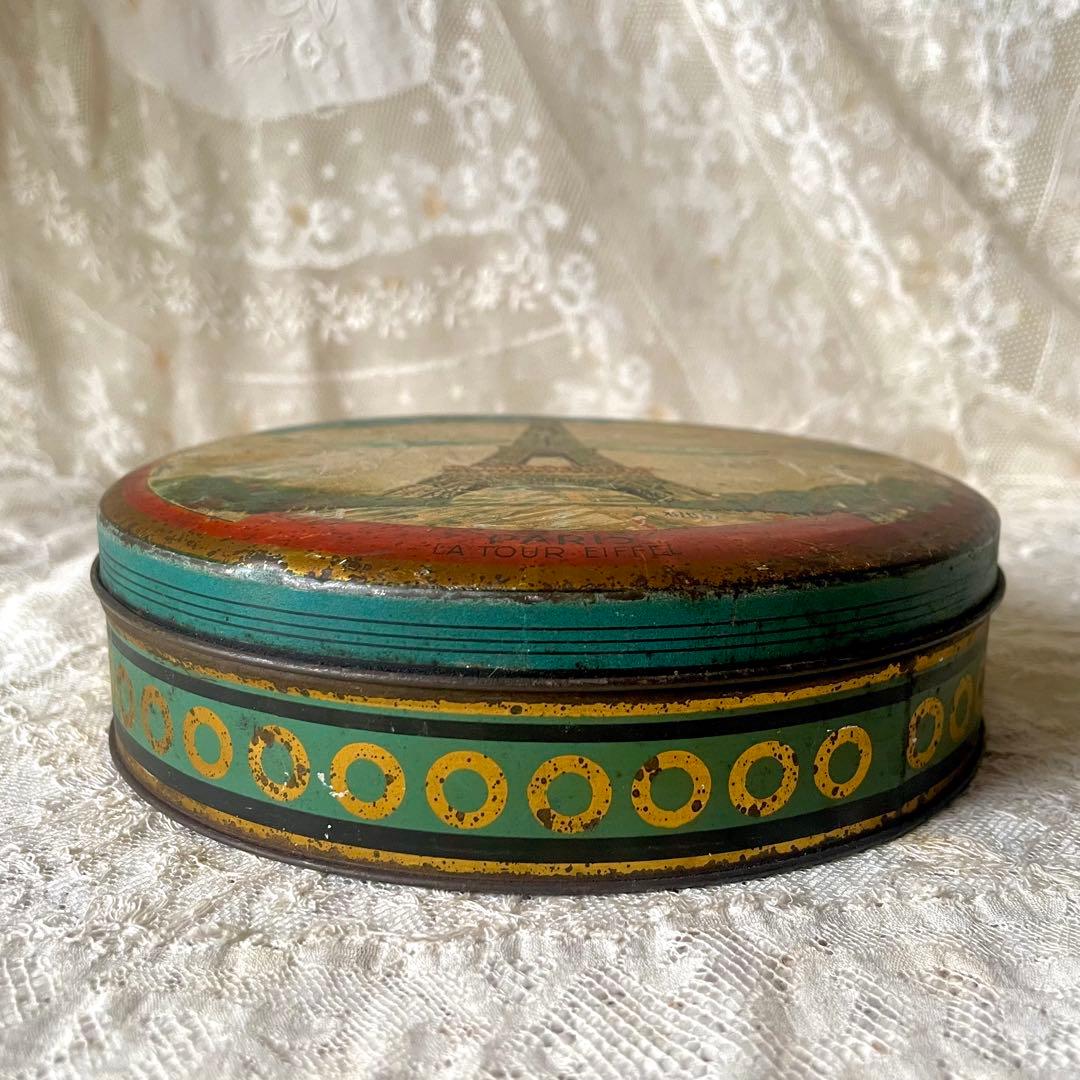 LUビスケットバスケットティン缶&エッフェル塔円形ティン缶 フランス