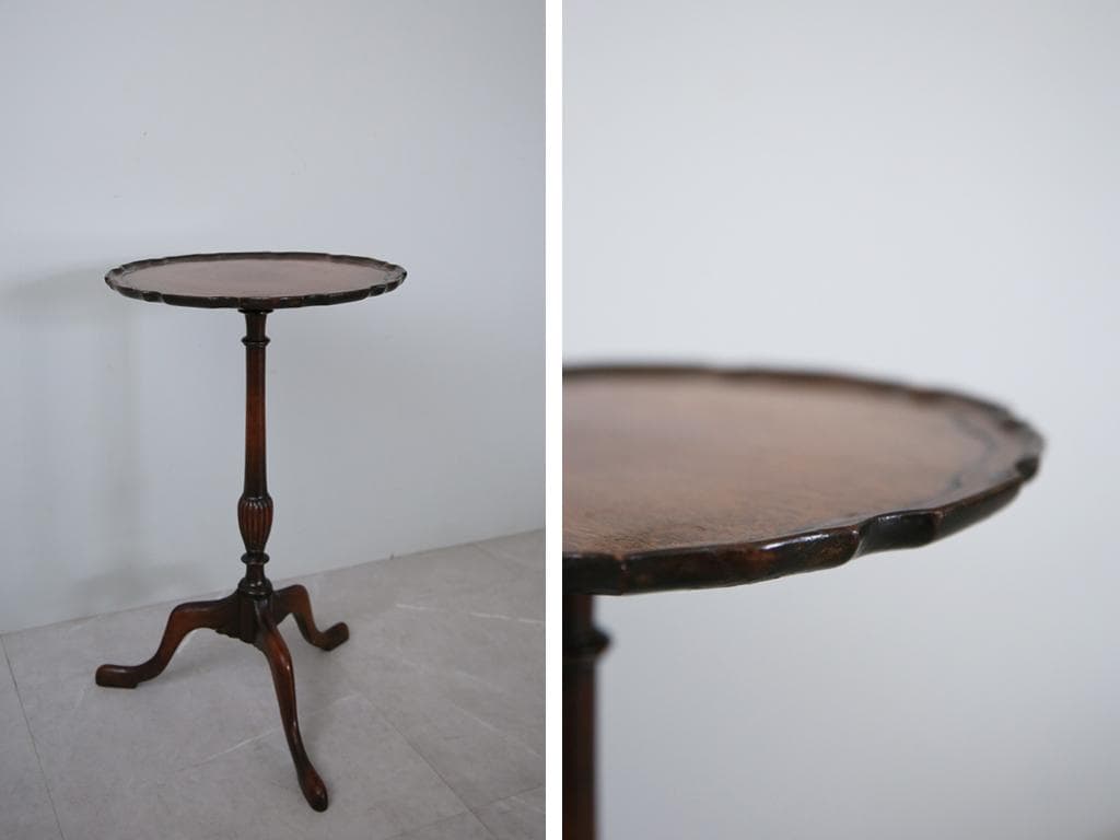 英国アンティーク木製ワインテーブル/サイドテーブル/丸机/飾り棚(89
