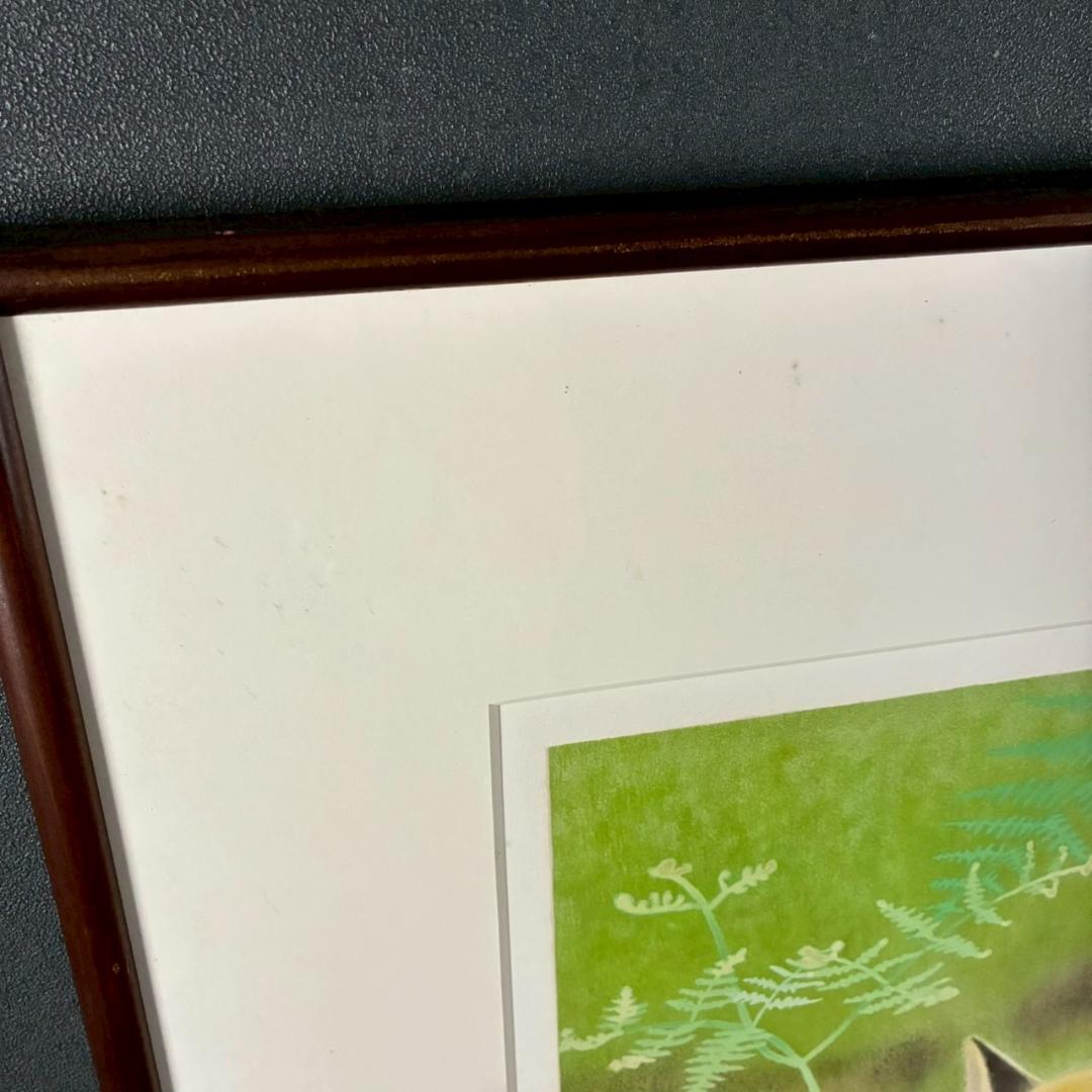 山口華楊「山野辺」狐 リトグラフ 印章有 額縁入り 限定100点 きつね