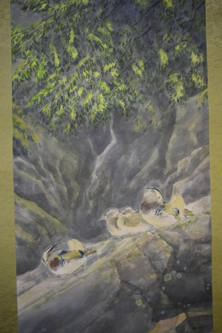 真作/池田興雲/渓流水鳥図/布袋屋掛軸HJ-304