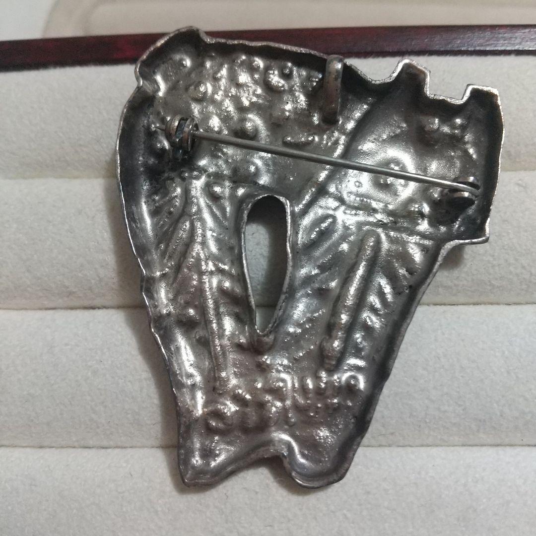 ヴィンテージUSED猫デザイン シルバーカラーブローチ CHURYO佐藤忠良