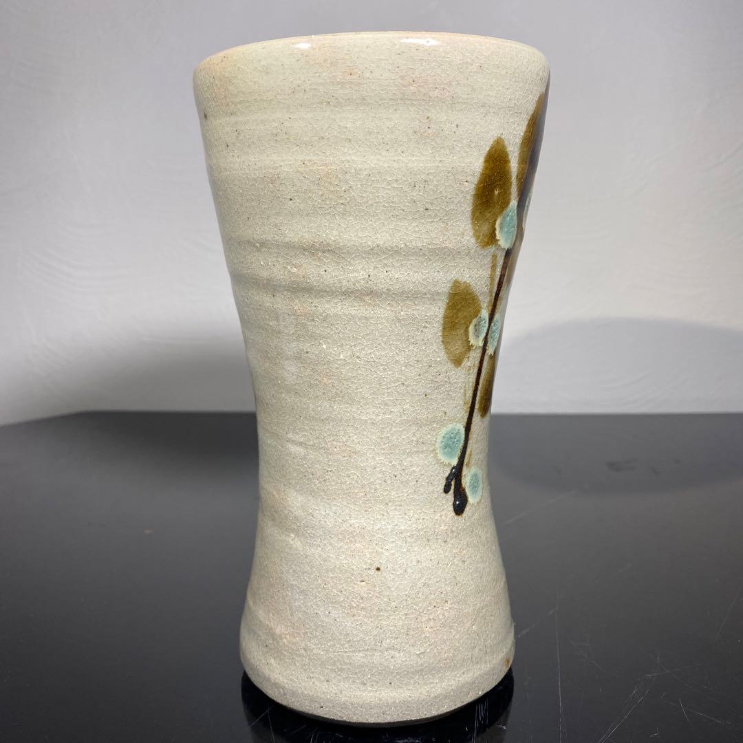 真作 人間国宝 浜田庄司(濱田庄司) 鉄絵花瓶 共箱