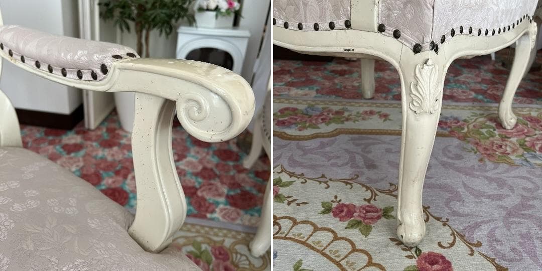 k075r118 白家具 姫系ソファセット 2人掛け・1人掛け×2台 クラシック