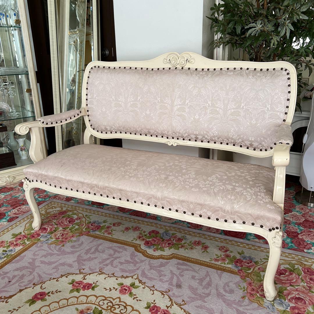 k075r118 白家具 姫系ソファセット 2人掛け・1人掛け×2台 クラシック