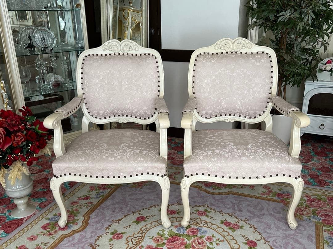 k075r118 白家具 姫系ソファセット 2人掛け・1人掛け×2台 クラシック