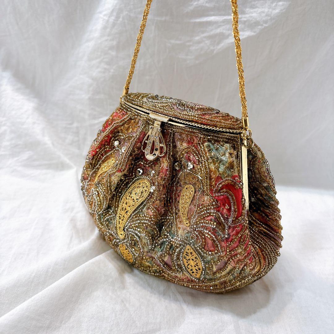 激レア品✨アンティークバッグ　高級　ビーズバッグ　パーティーバッグ　ハンドバック