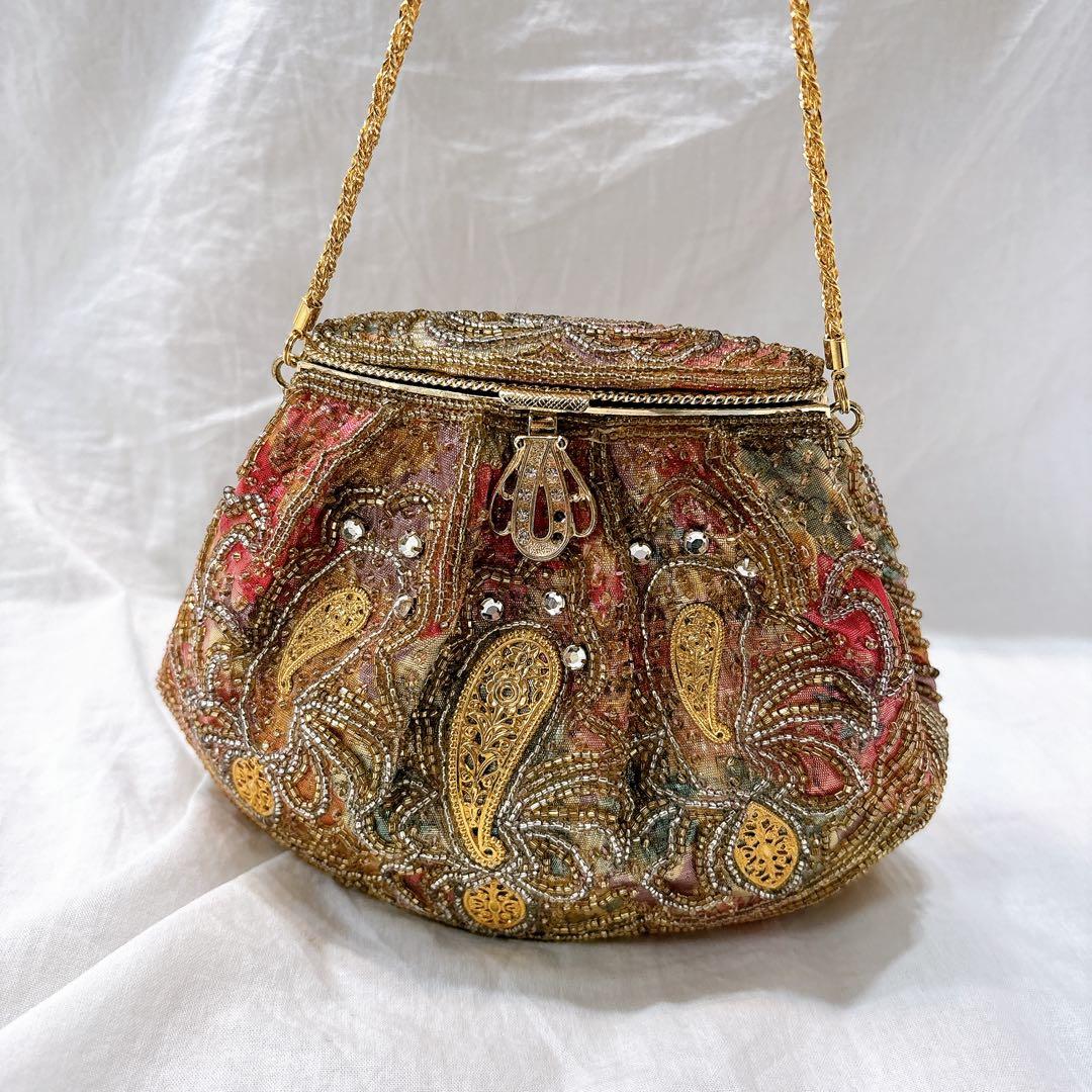 激レア品✨アンティークバッグ　高級　ビーズバッグ　パーティーバッグ　ハンドバック