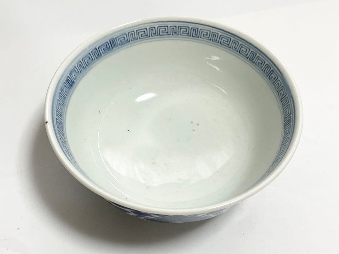 アンティーク 骨董 染付牡丹唐草文様 深鉢 丼 菓子鉢