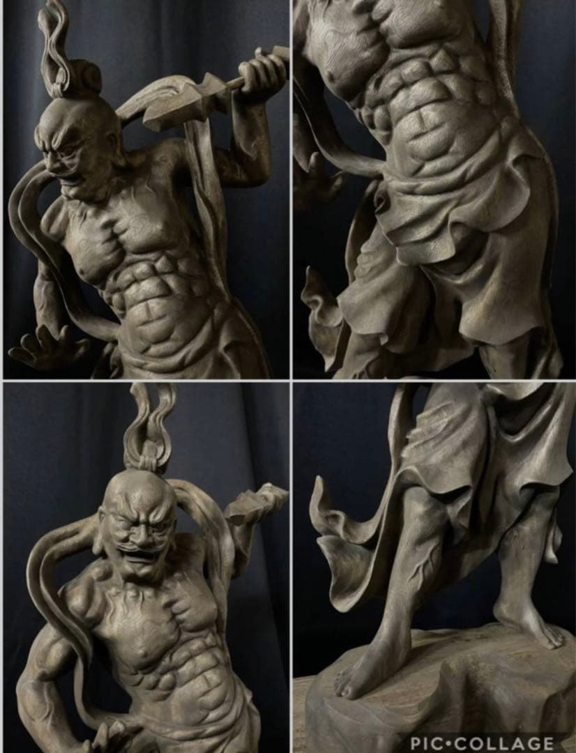 特大72cm 井波彫刻楠材木彫仏像仏師手仕上げ品仁王像金剛力士像一式