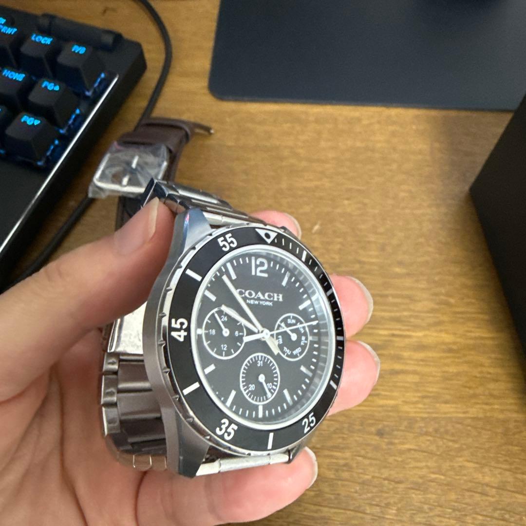 COACH クロノグラフ腕時計 シルバー/ブラック