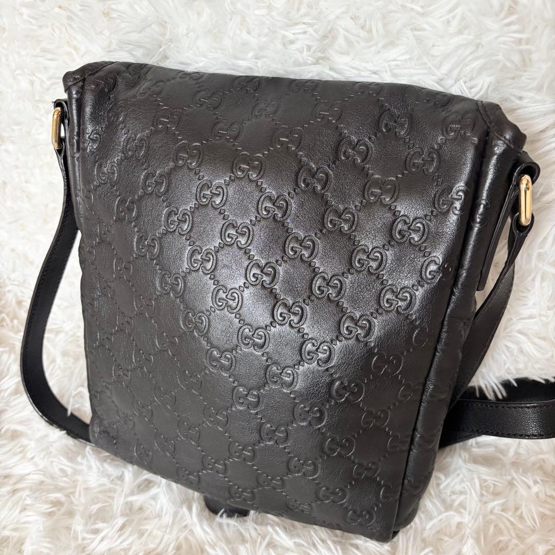 ✨美品✨グッチ ショルダーバッグ GG柄 レザー 裏地総柄 ブラウン