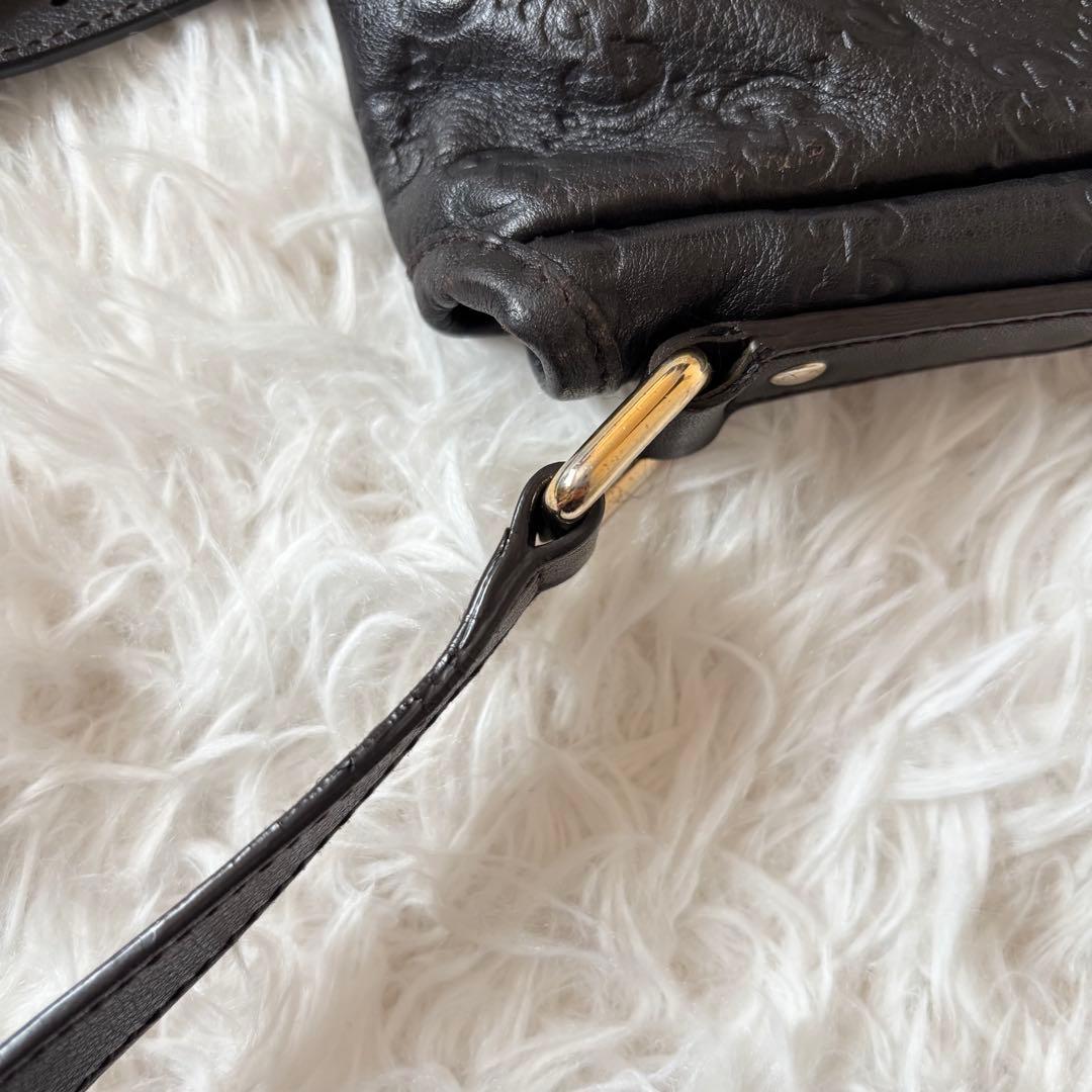 ✨美品✨グッチ ショルダーバッグ GG柄 レザー 裏地総柄 ブラウン