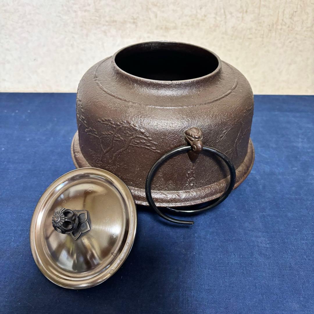 風炉/茶釜/電熱器/唐銅鬼面風炉/野々田製電熱器/敷板/茶道具/お点前