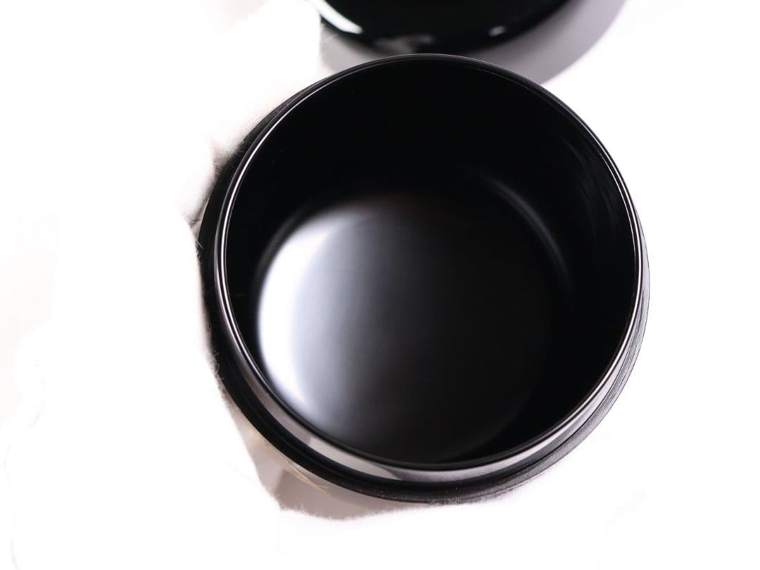 茶道具 山中塗蒔絵師 谷口博山 まどか幼稚園章蒔絵 銀杏 中棗 木製【