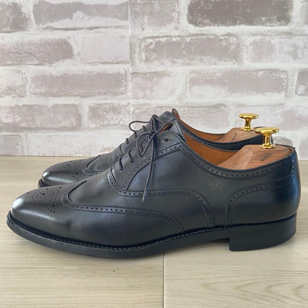 スコッチグレイン ウィングチップ ブラック 25.5cm 革靴　メダリオン