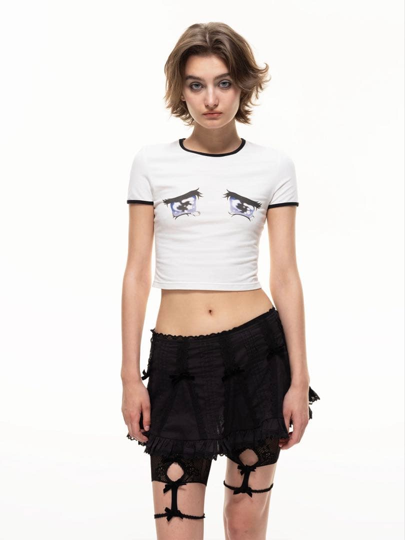 Nodress 2024ss ブラック リボン レース ストッキング　五分丈