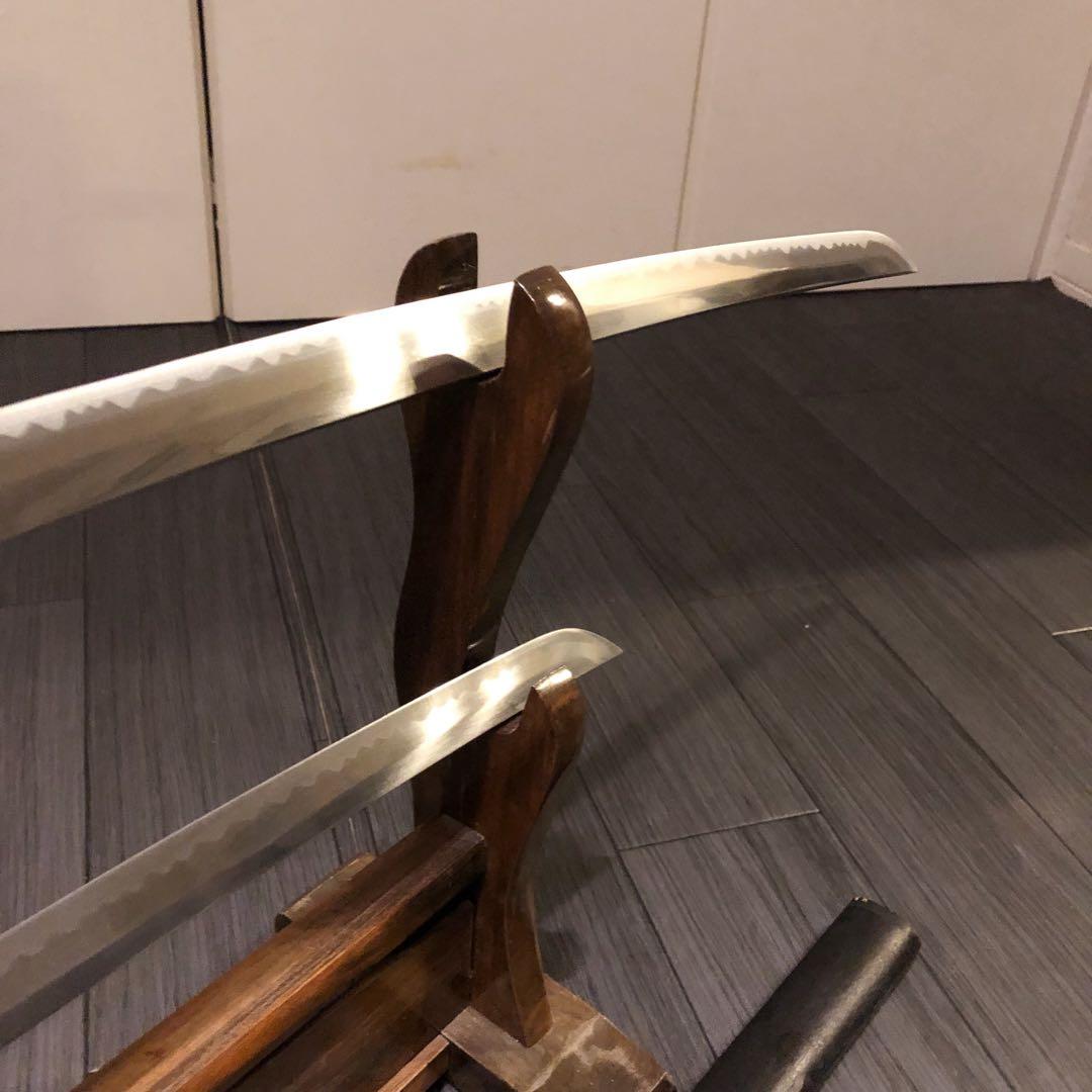 高級模造刀　龍梵字刻印　居合刀　 美術刀剣　太刀　脇差　大小セット　黒拵え