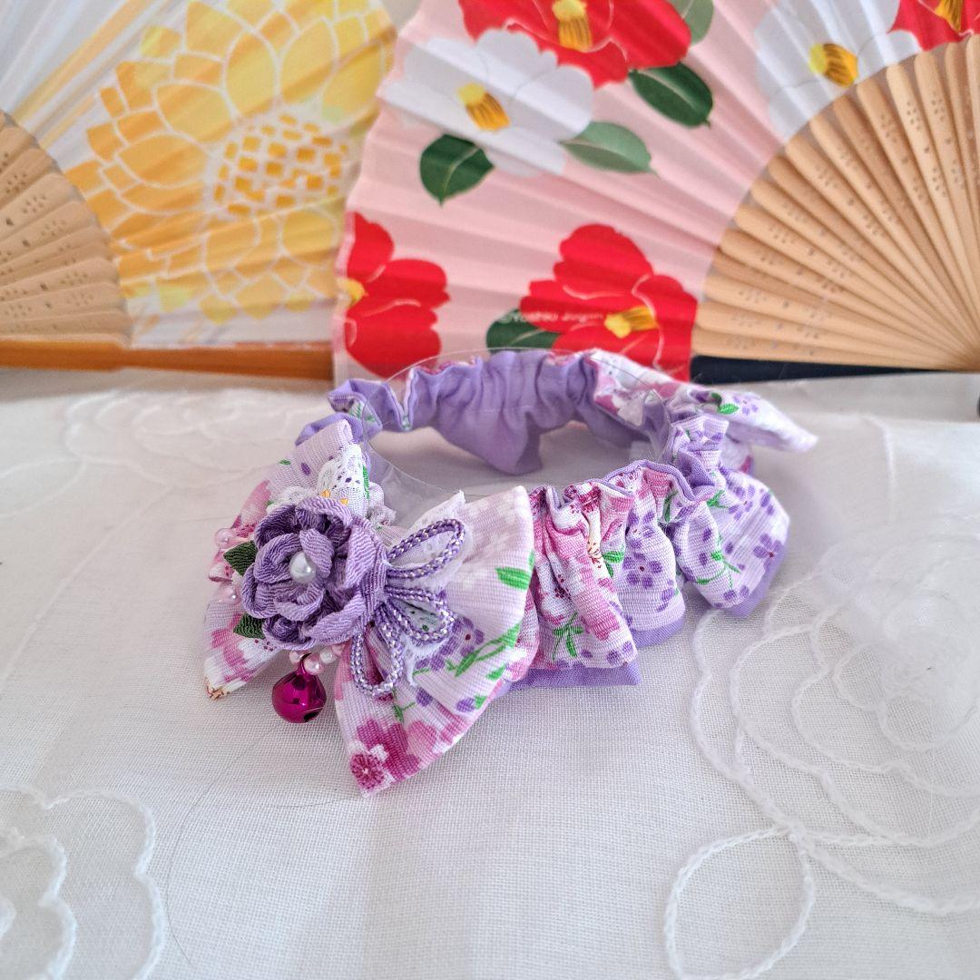 短毛シュシュ(パープル②)わんちゃん猫ちゃん用 短毛シュシュつまみ