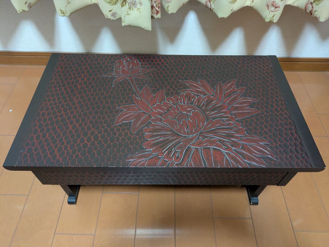 文机 鎌倉彫 花柄 折りたたみ レトロモダン 昭和レトロ 花台 写経台