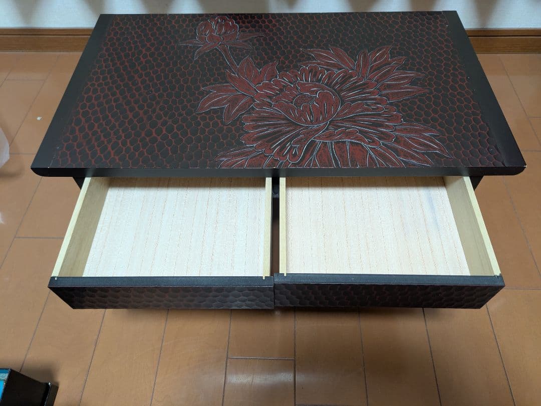 文机 鎌倉彫 花柄 折りたたみ レトロモダン 昭和レトロ 花台 写経台