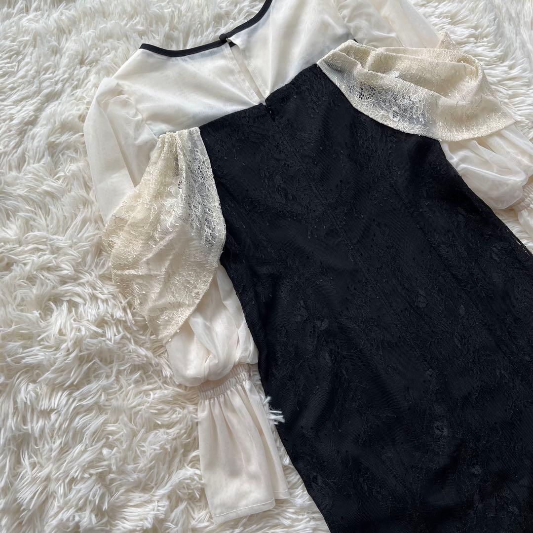 美品✨ルイルエブティック　ボリュームスリーブ×レースドレス マーメイド　S