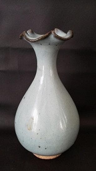 中国古美術/鈞窯天藍釉紫斑百合口玉壺/