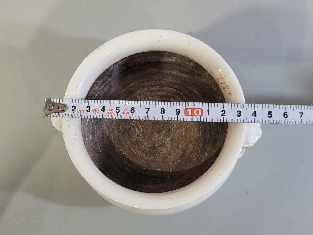 中国美術 明　徳化窯獅子耳香炉　何朝宗製銘 DT619