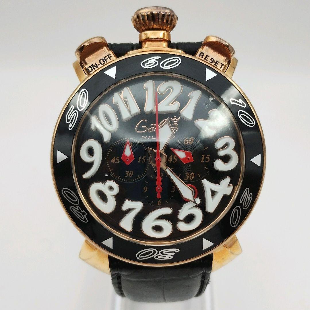 【稼働品】ガガミラノ マニュアーレ48MM クロノグラフ 腕時計