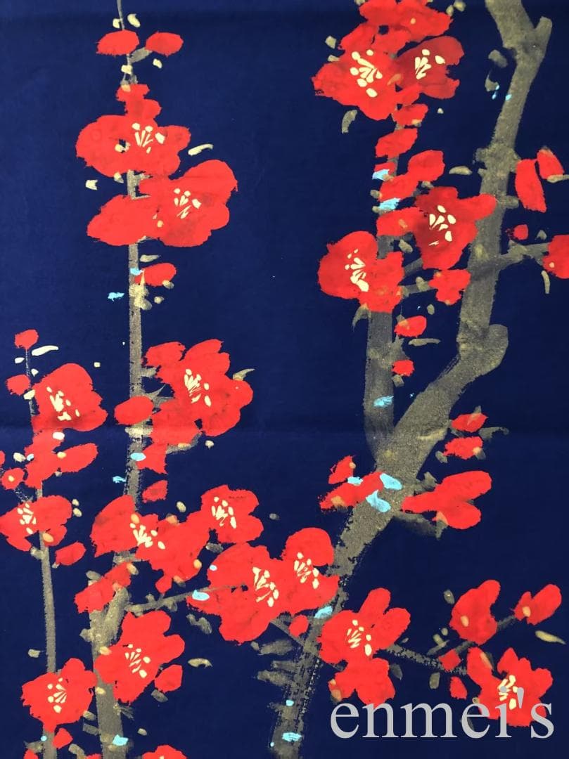 中国古美術・梅兰竹菊 四条屏画芯・黄永玉印款・彩色画・純手描き・宣紙・水印付き