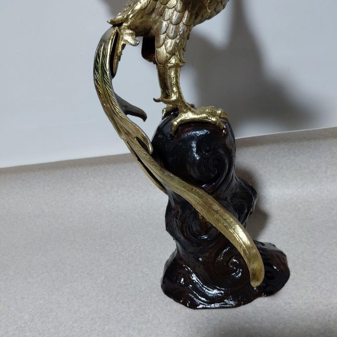 鳳凰の置物　金属製　縁起物　美術品　骨董品