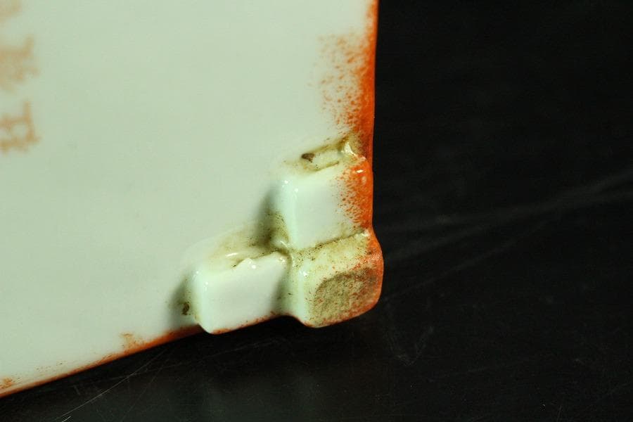 中国美術 色絵山水画 文房具 器 時代物(K-A865)